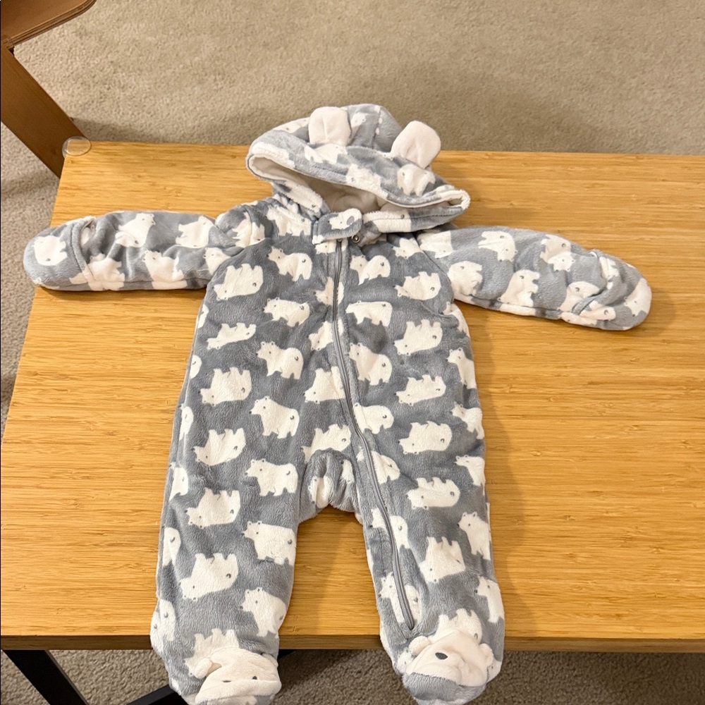 Cozy Gray and White Baby One Piece